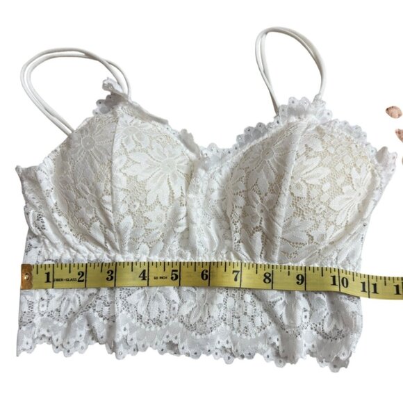 Lace Bralette Set Of 3 White Peach & Black Colors Floral Design Women One Size - Picture 11 of 16